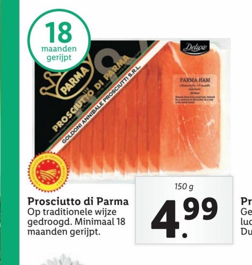 Prosciutto di Parma 150 g aanbieding bij Lidl