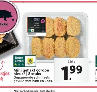 Lidl Mini gehakt cordon bleus 320 g aanbieding