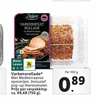 Lidl Varkensrollade 100 g aanbieding