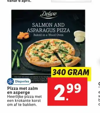 Lidl Pizza met zalm en asperge 340 gram aanbieding