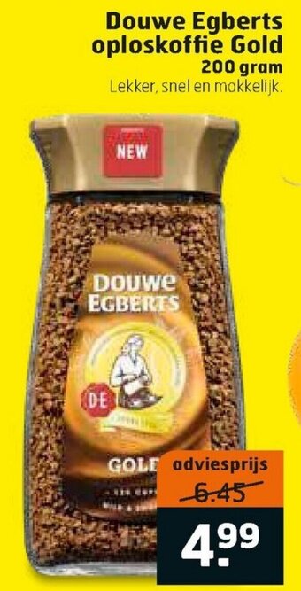 Trekpleister Douwe Egberts Gold oploskoffie 200g aanbieding