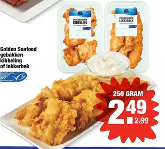 ALDI Golden seafood gebakken kibbeling of lekkerbek 250g aanbieding