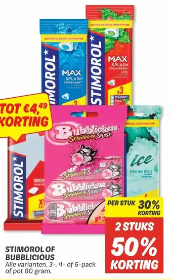 Dekamarkt Stimorol of bubblicious 80g aanbieding