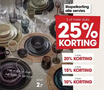 Kwantum Stapelkorting alle servies aanbieding