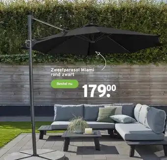 GAMMA Zweefparasol miami rond zwart aanbieding