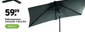 GAMMA Balkonparasol antraciet 1.5x2.5m aanbieding
