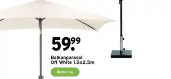 GAMMA Balkonparasol off white 1.5x2.5m aanbieding