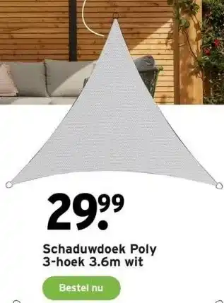 GAMMA Schaduwdoek poly 3-hoek 3.6m wit aanbieding