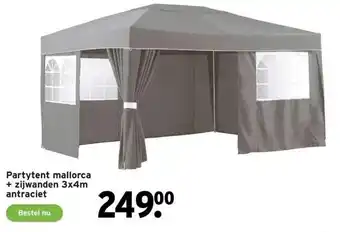 GAMMA Partytent mallorca + zijwanden 3x4m antraciet aanbieding