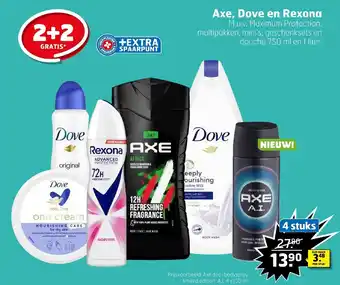 Trekpleister Axe, Dove en Rexona 4 stuks aanbieding