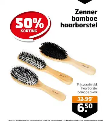 Trekpleister Zenner bamboe haarborstel aanbieding
