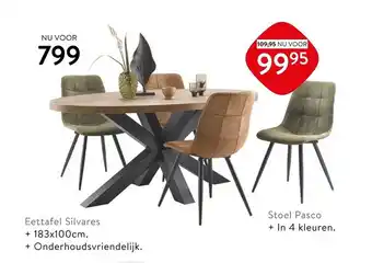 Profijt Meubel Eettafel silvares of stoel pasco aanbieding