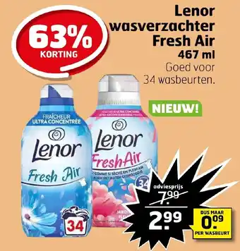 Trekpleister Lenor wasverzachter Fresh Air 467 ml aanbieding