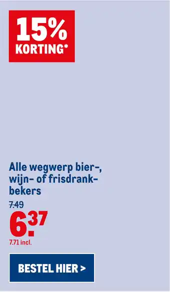 Makro Alle wegwerp bier-, wijn- of frisdrankbekers aanbieding