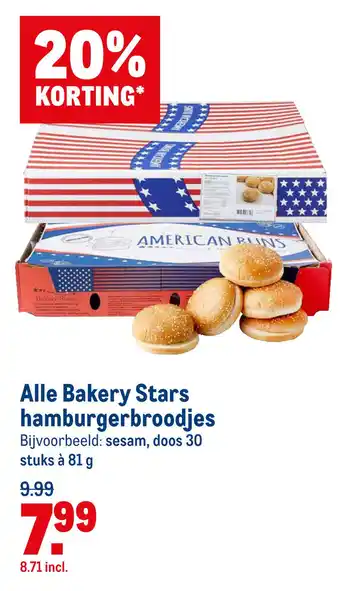 Makro Alle Bakery Stars hamburgerbroodjes aanbieding