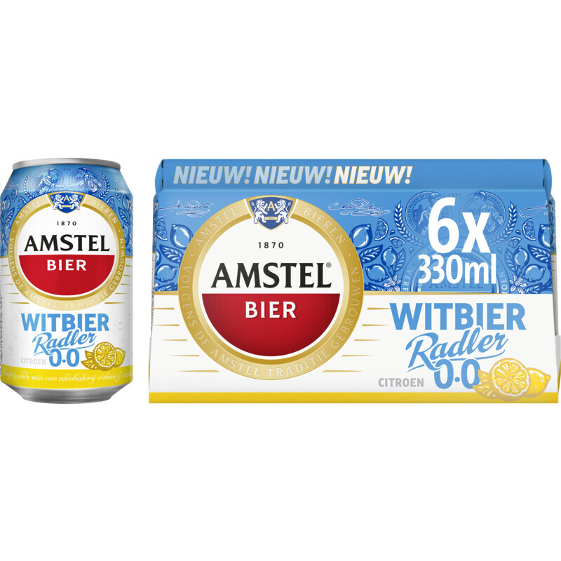 Albert Heijn Amstel witbier radler 0.0% 6-pack aanbieding