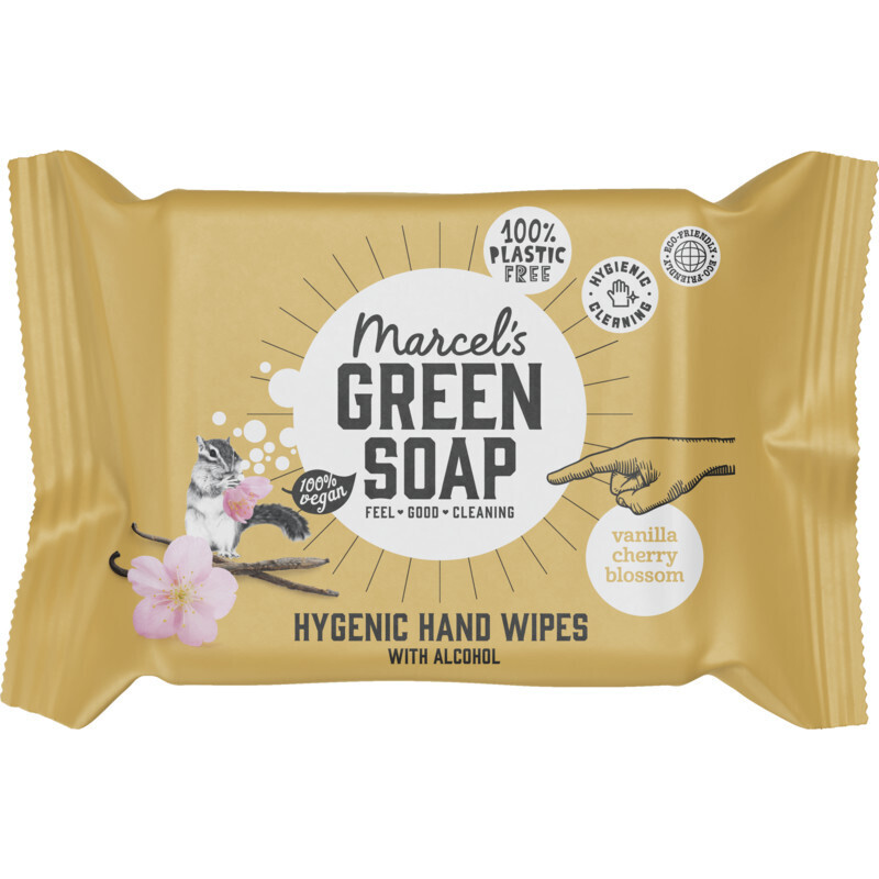 Marcel's green soap hand wipes vanilla & cherry blossom aanbieding bij