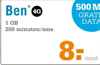 Telecombinatie Sim Only BEN aanbieding