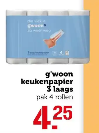 Coop G'woon keukenpapier 3 laags aanbieding