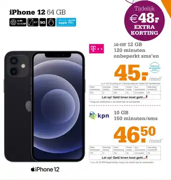 Telecombinatie iPhone 12 64 GB aanbieding