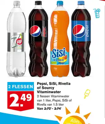 Hoogvliet Pepsi, SiSi, Rivella of Sourcy Vitaminwater aanbieding