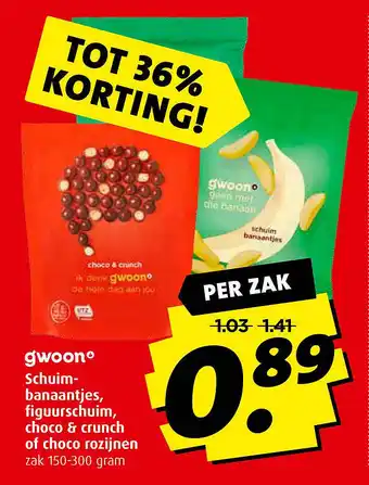 Boni gwoon Schuim- banaantjes, figuurschuim, choco & crunch of choco rozijnen aanbieding