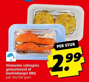 Boni Vismarine zalmspies gemarineerd of koolvisburger BBQ aanbieding