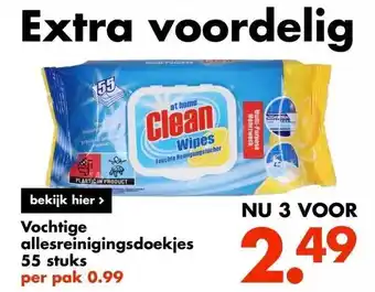 Wibra Vochtyige allesreinigingsdoekjes 55 stuks aanbieding