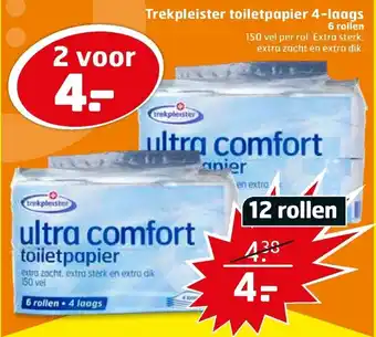 Trekpleister Trekpleister Toiletpapier 4-laags 2*6 rollen aanbieding