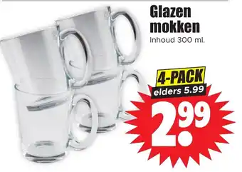 Dirk Glazen mokken 300ml aanbieding