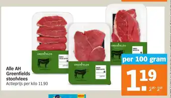 Albert Heijn Greenfields stoofvlees per 100 gram aanbieding