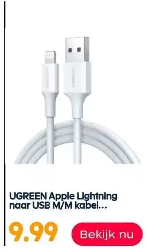 Ochama Ugreen apple lightning naar usb m/m kabel... aanbieding