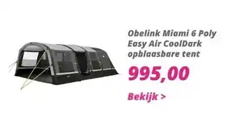 Obelink Obelink miami 6 poly easy air cooldark opblaasbare tent aanbieding