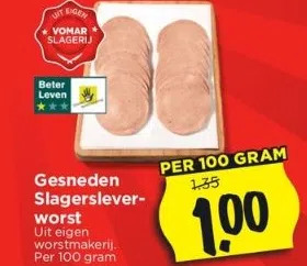 Vomar Voordeelmarkt Gesneden slagerslever worst aanbieding