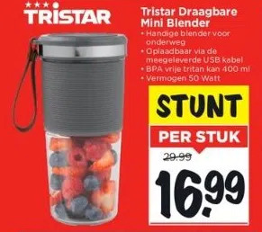 Tristar draagbare mini blender aanbieding bij Vomar Voordeelmarkt Tristar draagbare mini blender aanbieding bij Vomar Voordeelmarkt