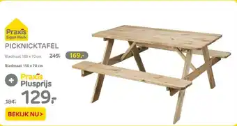 Praxis Picknicktafel 150 x 70cm aanbieding