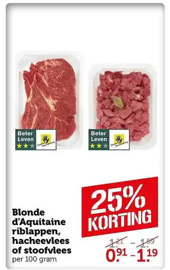 Coop Blonde d'aquitaine riblappen, hacheevlees of stoofvlees aanbieding