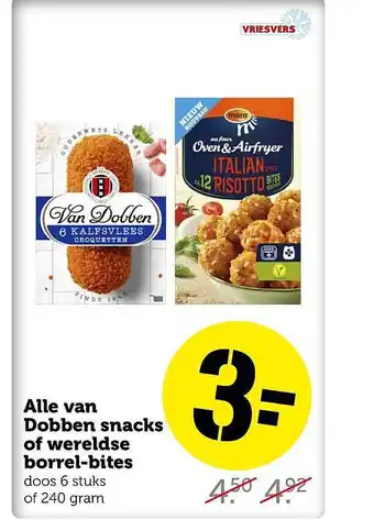 Coop Alle van dobben snacks of wereldse borrel-bites aanbieding