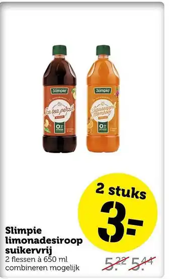 Coop Slimpie limonadesiroop suikervrij aanbieding