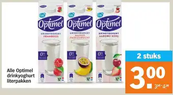 Albert Heijn Optimel drinkyoghurt literpakken aanbieding