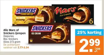 Albert Heijn Snickers doos 273 gram aanbieding