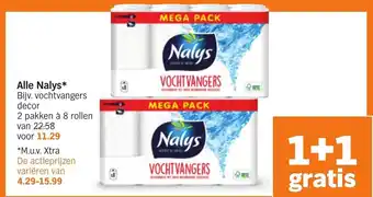 Albert Heijn Nalys vochtvangers decor 2 pakken a 8 rollen 1+1 gratis aanbieding