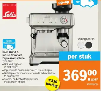 Albert Heijn Solis grind & infuse compact espressomachine aanbieding