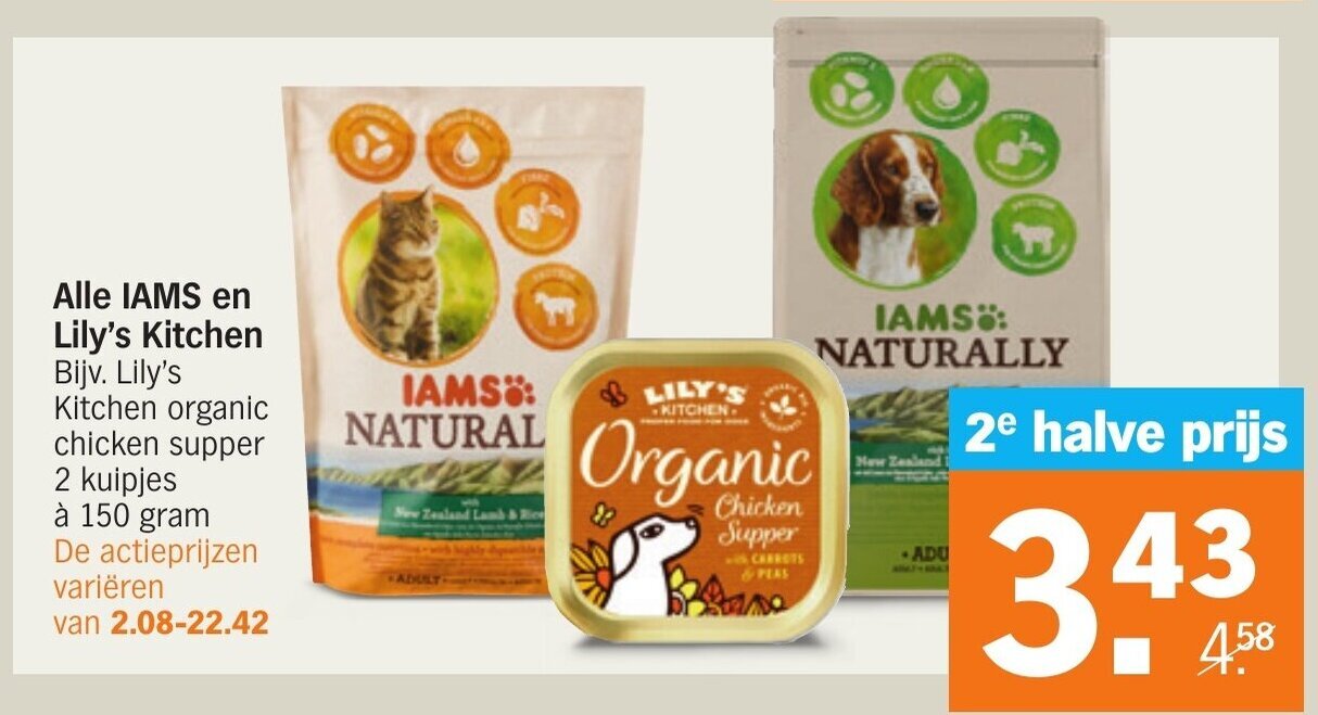 Lily's Kitchen organic chicken supper 2 kuipjes a 150 gram aanbieding