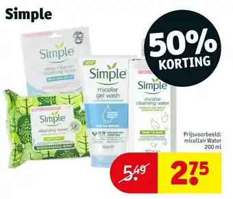 Kruidvat Simple micellair water 200 ml aanbieding