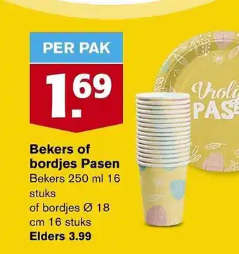 Hoogvliet Bekers of bordjes pasen aanbieding