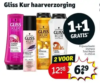 Kruidvat Gliss Kur shampoo total repair 2 x 250 ml aanbieding