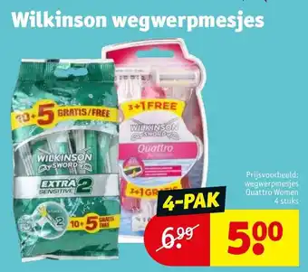 Kruidvat Wilkinson wegwerpmesjes quattro women 4-pak aanbieding