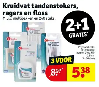 Kruidvat Interdentaal borstel ultra fijn 2,5 mm 3 x 10 stuks aanbieding