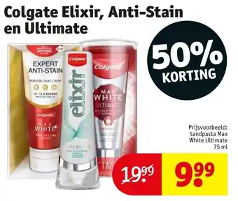 Kruidvat Colgate tandpasta max white ultimate 75 ml aanbieding